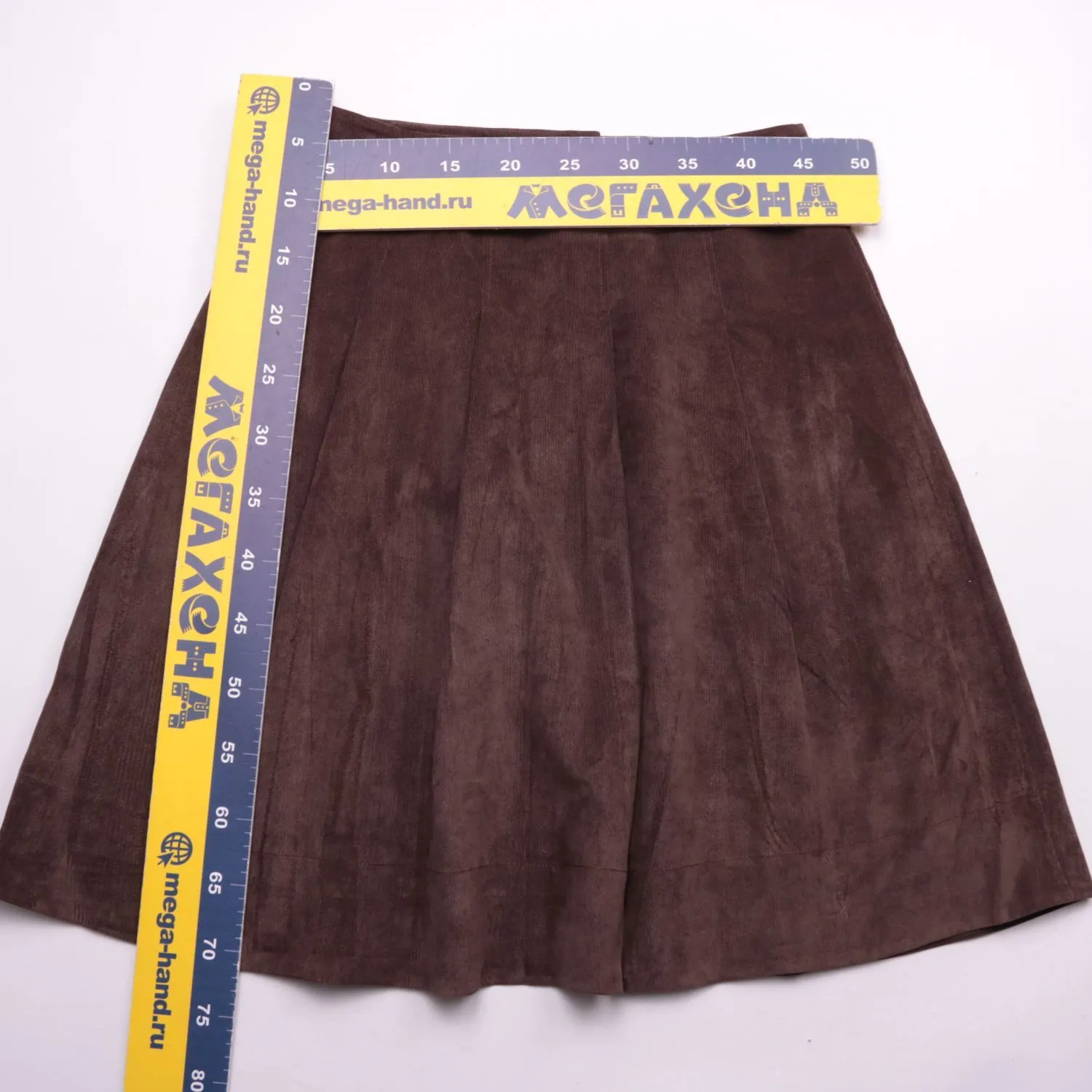 Коричневая юбка CAROLL со складками, размер 44 (S/M)
